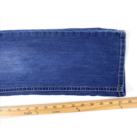 Lee Riders Jeans Womens Size 32" W Dark Wash Denim Distress Mid Rise‎ Straight - Picture 7 of 11